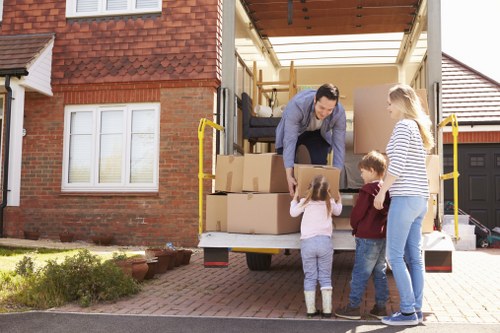 Moving van and packed boxes for a local home removal in Wanstead