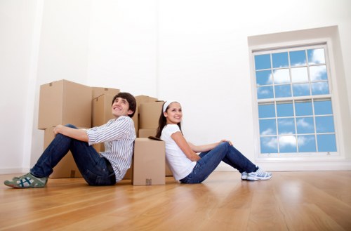 Office furniture and equipment prepared for a commercial move