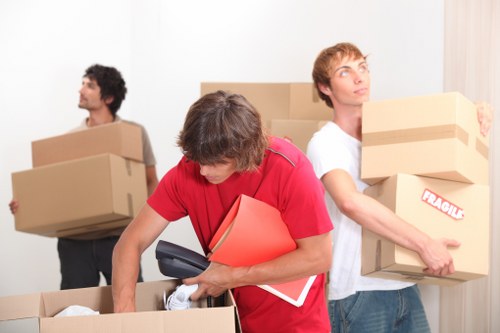 Household items packed for a move in Wanstead