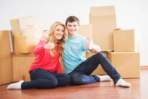 Packed household boxes ready for a Wanstead home move